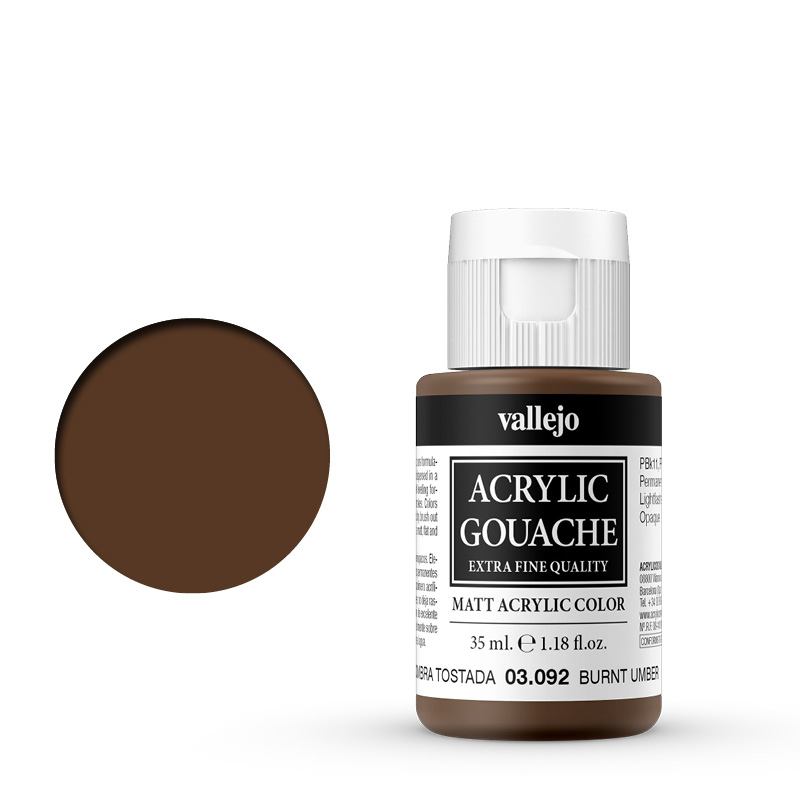 03.092 VALLEJO ACRYLIC GOUACHE BURNT UMBER 35ml