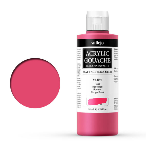 12.051 VALLEJO ACRYLIC GOUACHE ROSE RED 200ml