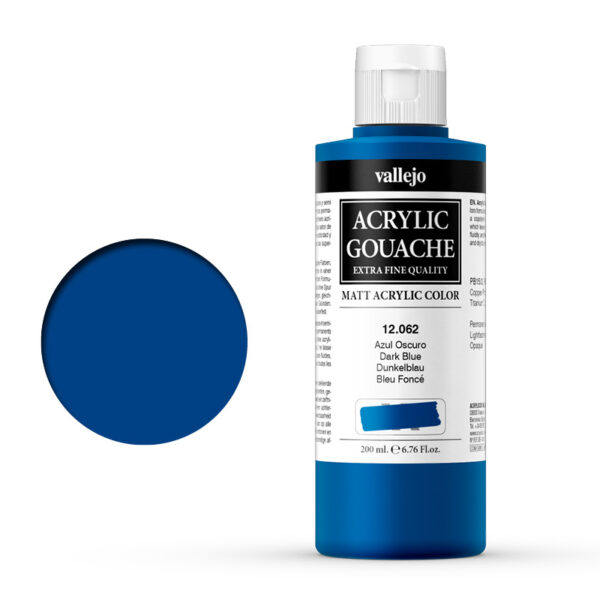 12.062 VALLEJO ACRYLIC GOUACHE DARK BLUE 200ml