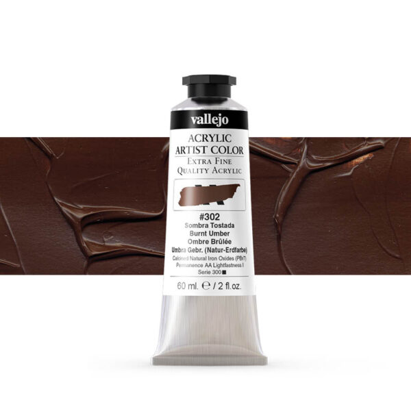 16.302 VALLEJO ACRYLIC ARTIST COLOR BURNT UMBER 60ml
