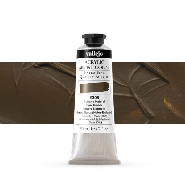 16.308 VALLEJO ACRYLIC ARTIST COLOR RAW UMBER 60ml