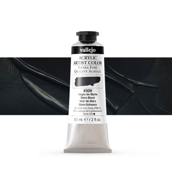 16.309 VALLEJO ACRYLIC ARTIST COLOR MARS BLACK 60ml