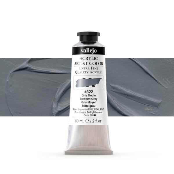 16.322 VALLEJO ACRYLIC ARTIST COLOR MEDIUM GREY 60ml
