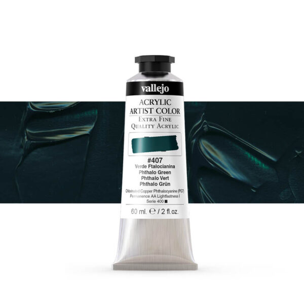 16.407 VALLEJO ACRYLIC ARTIST COLOR PHTALO GREEN 60ml