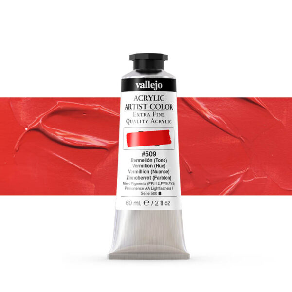 16.509 VALLEJO ACRYLIC ARTIST COLOR VERMILLION 60ml