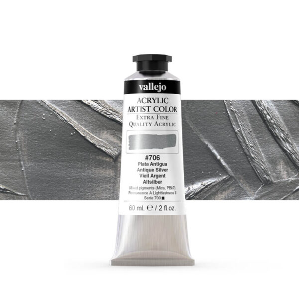 16.706 VALLEJO ACRYLIC ARTIST COLOR ANTIQUE SILVER 60ml