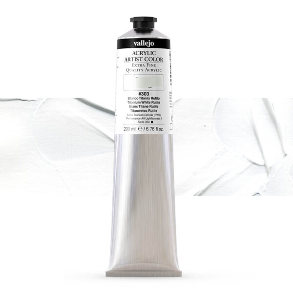 17.303 VALLEJO ACRYLIC ARTIST COLOR TITANIUM WHITE RUTILE 200ml