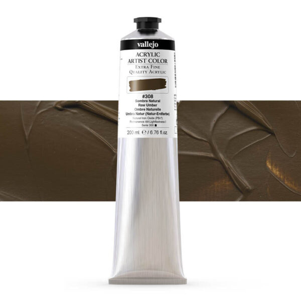 17.308 VALLEJO ACRYLIC ARTIST COLOR RAW UMBER 200ml
