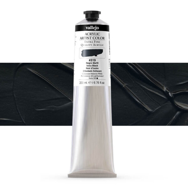 17.319 VALLEJO ACRYLIC ARTIST COLOR IVORY BLACK 200ml
