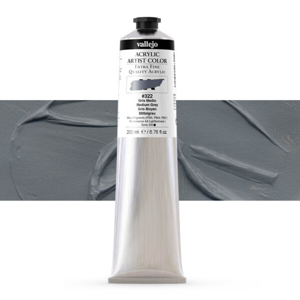 17.322 VALLEJO ACRYLIC ARTIST COLOR MEDIUM GREY 200ml