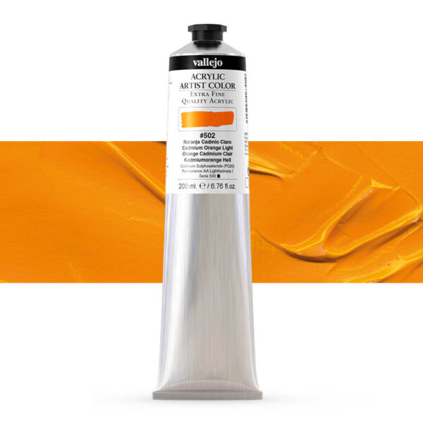 17.502 VALLEJO ACRYLIC ARTIST COLOR CAD. ORANGE LIGHT 200ml