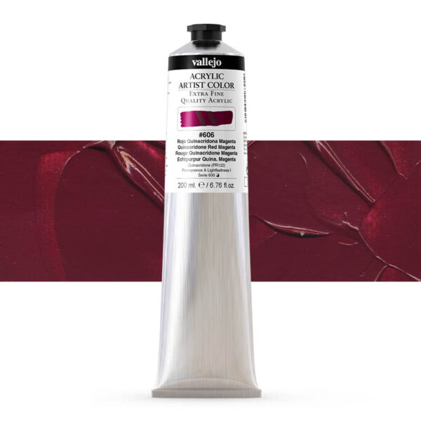 17.606 VALLEJO ACRYLIC ARTIST COLOR QUINACRD. RED MAGENTA 200ml