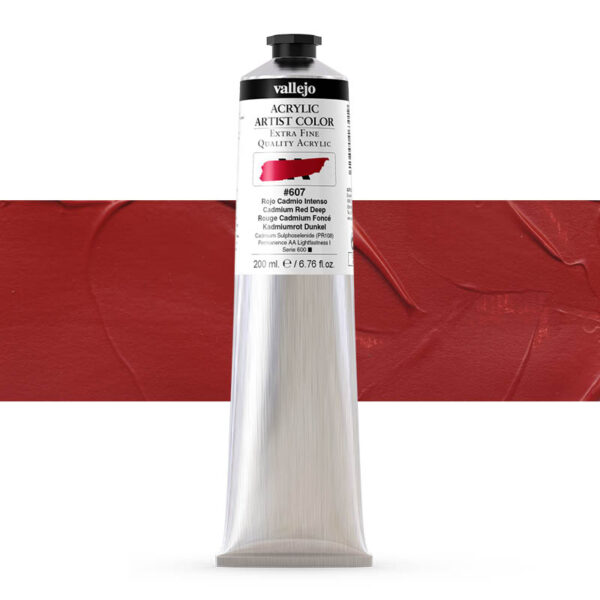17.607 VALLEJO ACRYLIC ARTIST COLOR CADMIUM RED DEEP 200ml