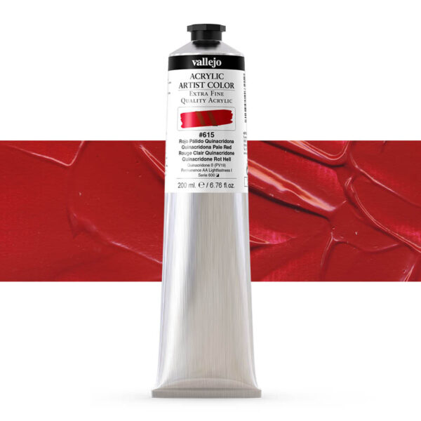17.615 VALLEJO ACRYLIC ARTIST COLOR QUINACRD. PALE RED 200ml