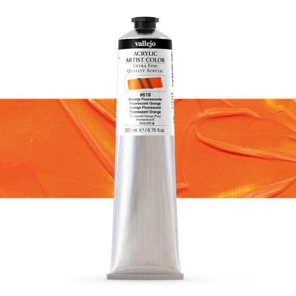17.618 VALLEJO ACRYLIC ARTIST COLOR FLUO ORANGE 200ml