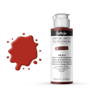 68.824 VALLEJO ACRYLIC ARTIST FLUID QUINACRD. BURNT ORANGE 100ml