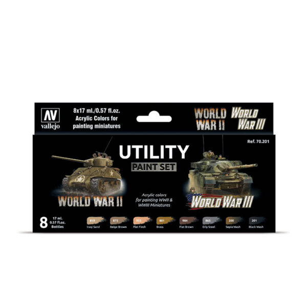 70.201 VALLEJO MODEL COLOR SET- UTILITY PAINTS 17ml 8pcs set