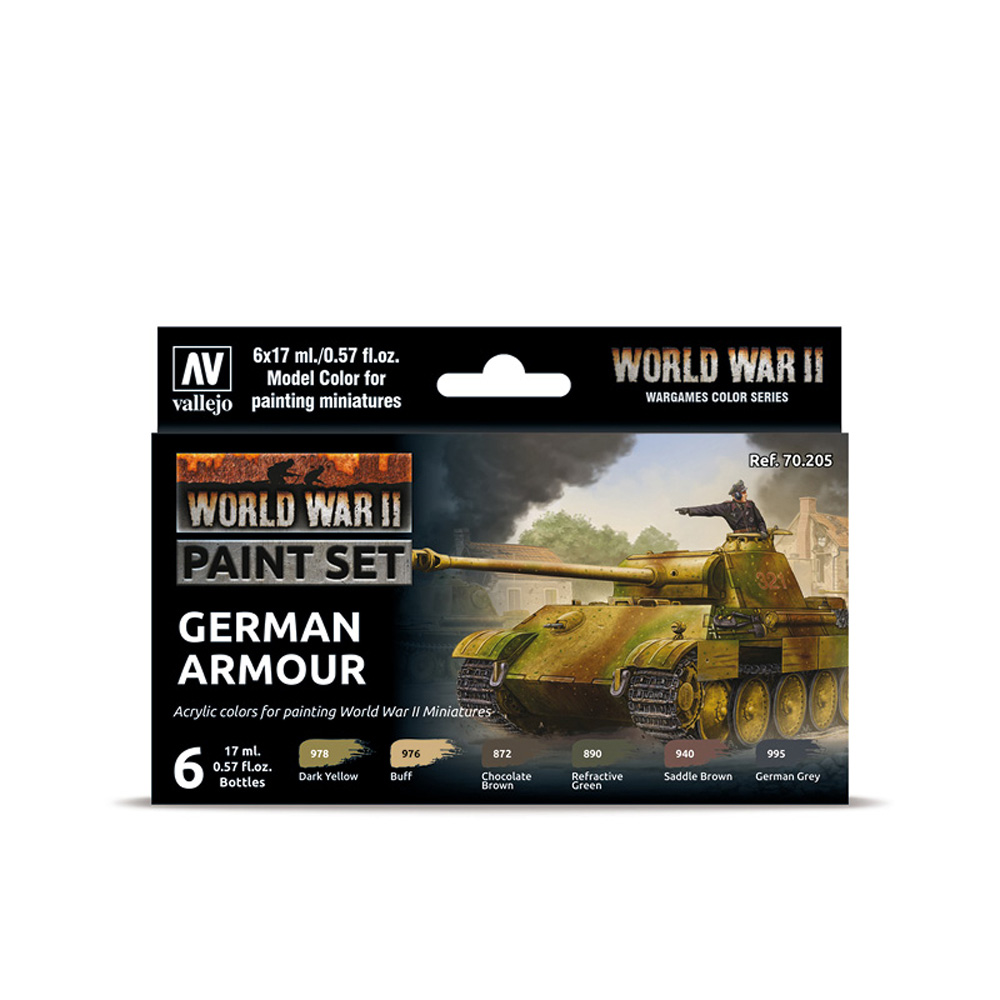 70.205 VALLEJO MODEL COLOR SET- GERMAN ARMOUR 17ml 6pcs set