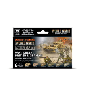 70.208 VALLEJO MODEL COLOR SET- DESERT BRITISH and GERMAN ARMOUR and INFANTRY 17ml 6pcs set