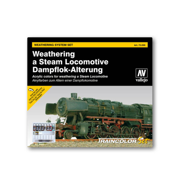 73099 VALLEJO TRAIN COLOR SET- TRAIN WEATHERING 9pcs set plus 2 brushes