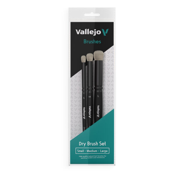 B07990 VALLEJO Dry Brush Set - Natural Hair S, M and L