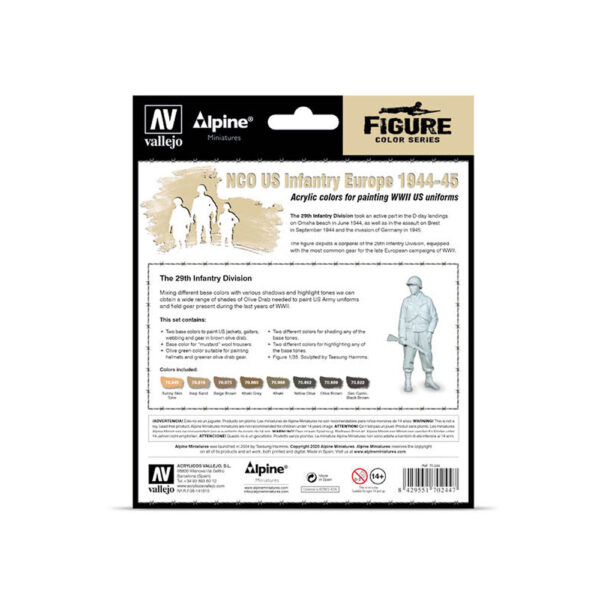 70.244 MODEL COLOR SET- ALPINE NCO U.S. INFANTRY EUROPE 1944-45 17ml 8pcs Set - Image 2