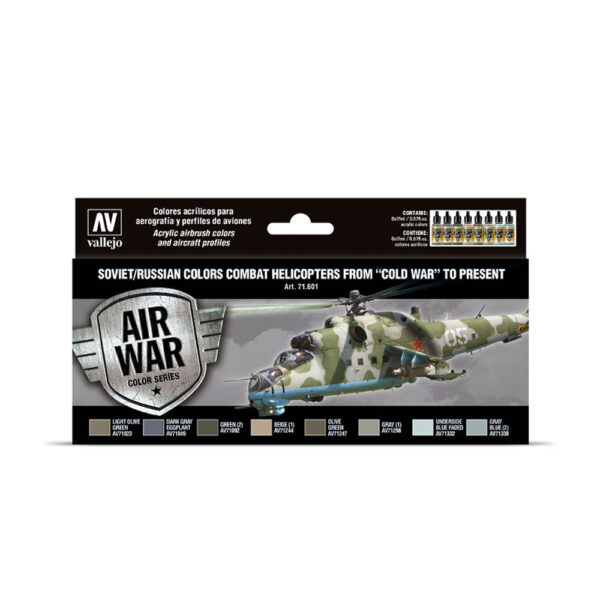 71.601 VALLEJO-MODEL AIR-AW SET- SOVbyRUS COLORS COMBAT HELICOPTERS POST WWII 17ml 8pcs set