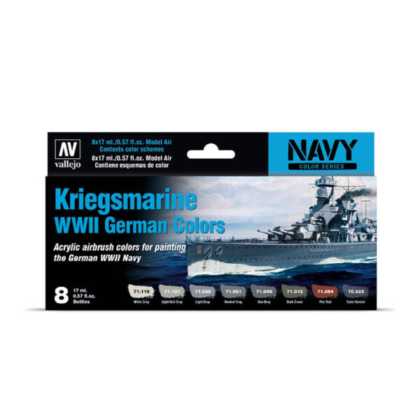 71.615 VALLEJO-MODEL AIR KRIEGSMARINE WWII GERMAN COLORS 17ml 8pcs set