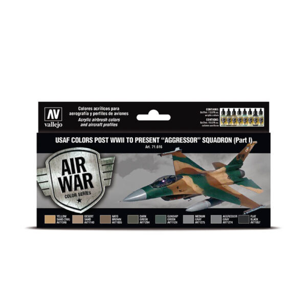 71.616 VALLEJO-MODEL AIR-AW SET- USAF COLORS AGRESSOR SQUADRON PART I 17ml 8pcs set