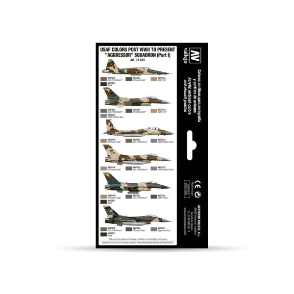 71.616 VALLEJO-MODEL AIR-AW SET- USAF COLORS AGRESSOR SQUADRON PART I 17ml 8pcs set - Image 2