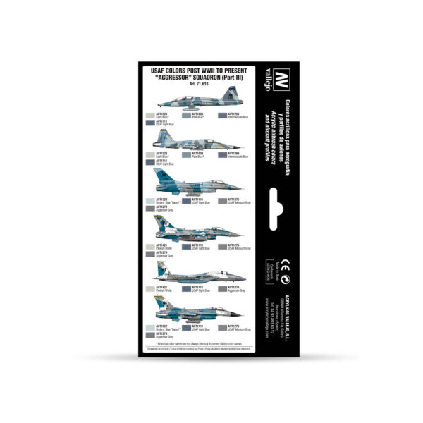 71.618 VALLEJO-MODEL AIR-AW SET- USAF COLORS AGRESSOR SQUADRON PART III 17ml 8pcs set - Image 2
