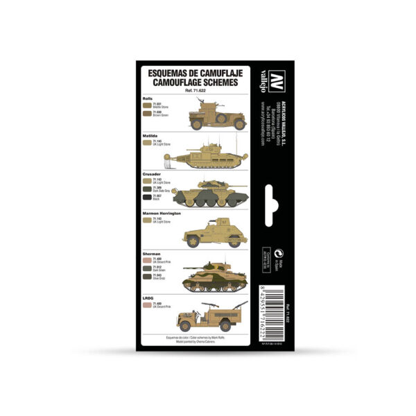 71.622 VALLEJO-MODEL AIR-AFV SET- WWII BRITISH COLORS AFRICA 1939-1943 17ml 8pcs set - Image 2