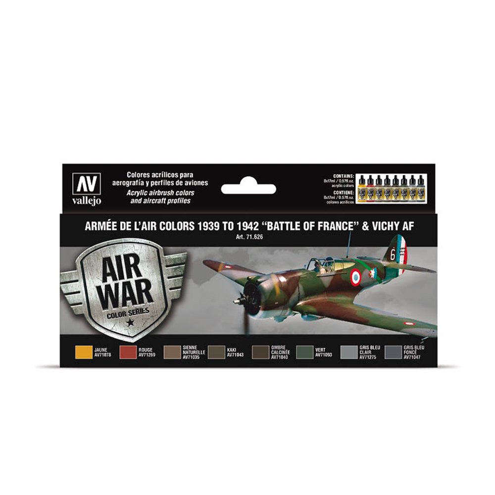 71.626 VALLEJO-MODEL AIR-AW SET- ARMEE DE LAIR COLORS -BATTLE OF FRANCE 17ml 8pcs set