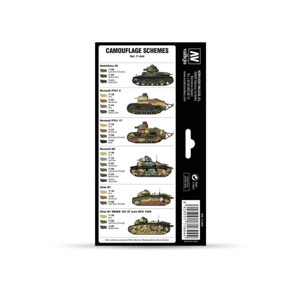 71.644 VALLEJO-MODEL AIR AFV SET- FRENCH CAMO COLORS PRE-WAR and WWII 8pcs set - Image 2