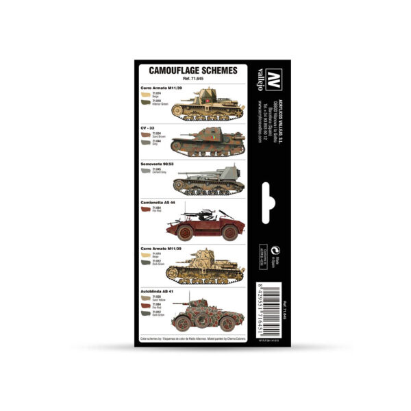 71.645 VALLEJO-MODEL AIR AFV SET- ITALIAN WWII REGIO ESERCITO CAMO COLORS 8pcs set - Image 2