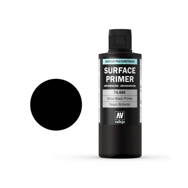 74.660 VALLEJO-SURFACE PRIMER GLOSS BLACK PRIMER 200ml