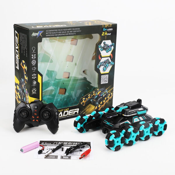 JustBG 8 Wheels Swing Arm Roll RC Car BlackGreen - Image 2
