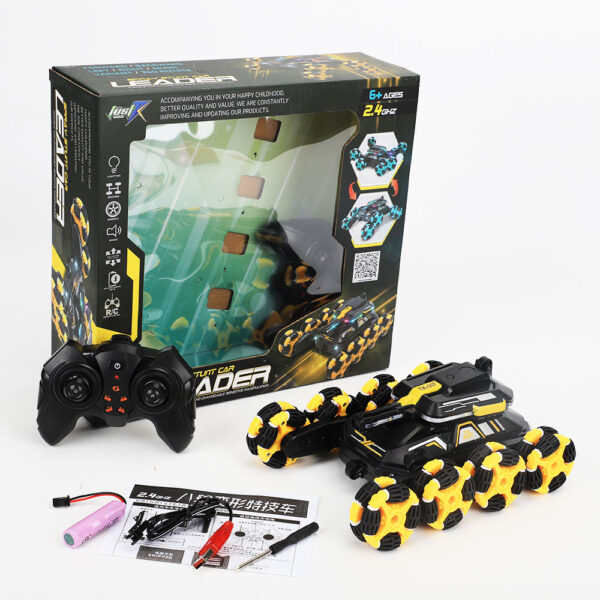 JustBG 8 Wheels Swing Arm Roll RC Car BlackYellow - Image 2
