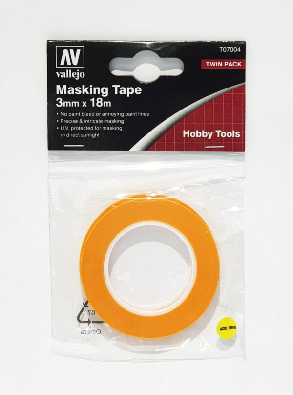 T07004 VALLEJO PRECISION MASKING TAPE 3mmX18m - TWIN PACK