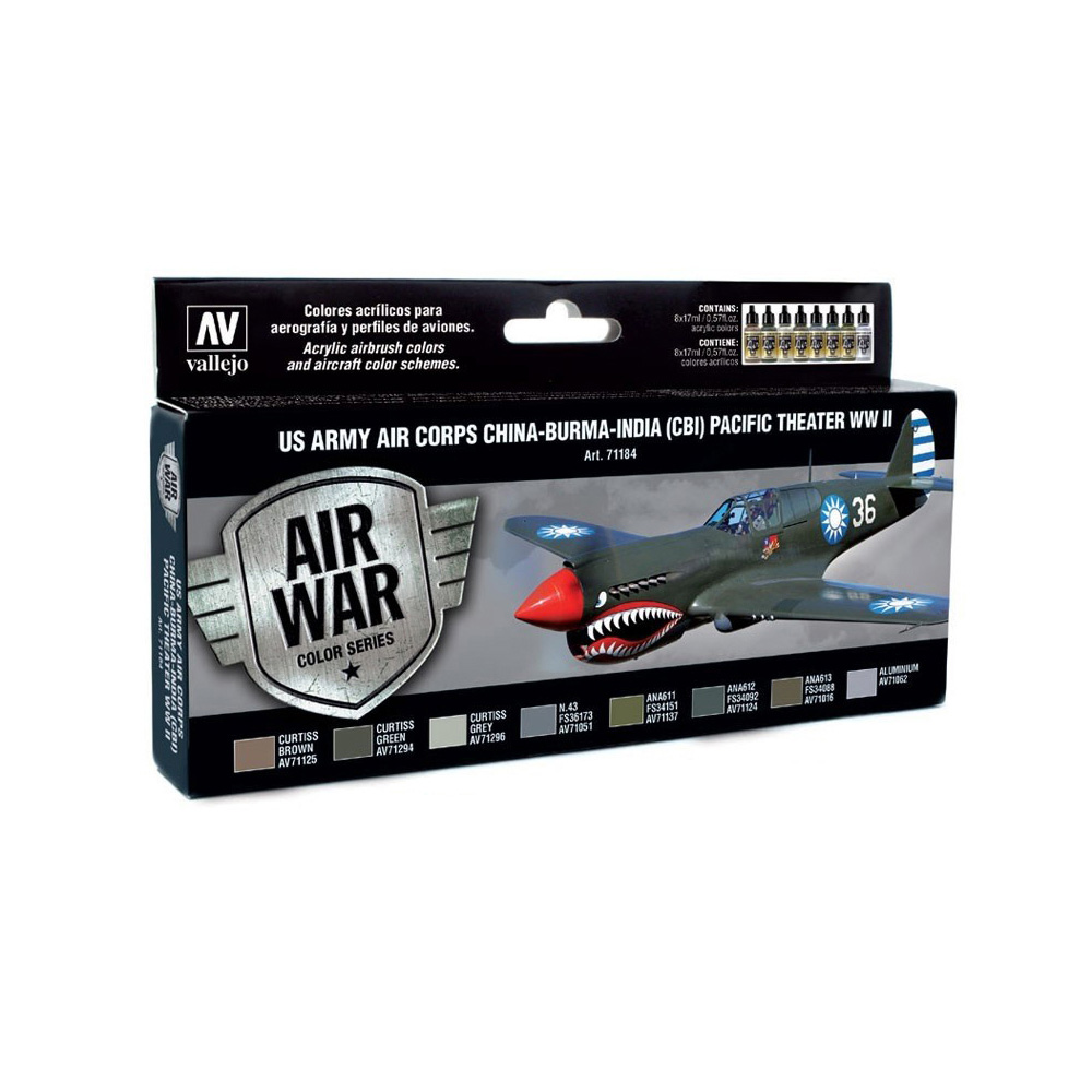 71184 VALLEJO AIR WAR COLOR SERIES- US ARMY AIR CORPS CHINA-BURMA-INDIA PACIFIC THEATER CBI WWII 8pcs set