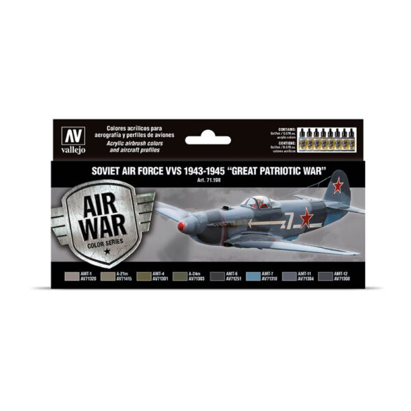 71198 VALLEJO AIR WAR COLOR SERIES- 1943 TO 1945 - GREAT PATRIOTIC WAR 8pcs set