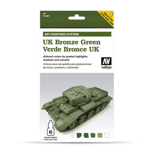 78407 VALLEJO AFV ARMOUR PAINTING SYSTEM SET- UK BRONZE GREEN 6x8ml
